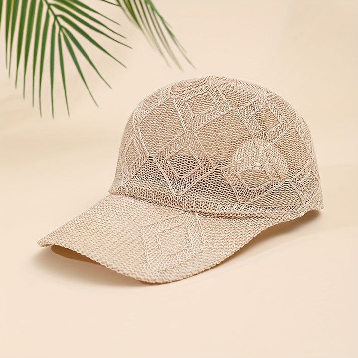 Damen Sommer Baseball Cap, gehäkelt und verstellbar, für bequemen Sonnenschutz im Boho-Stil.