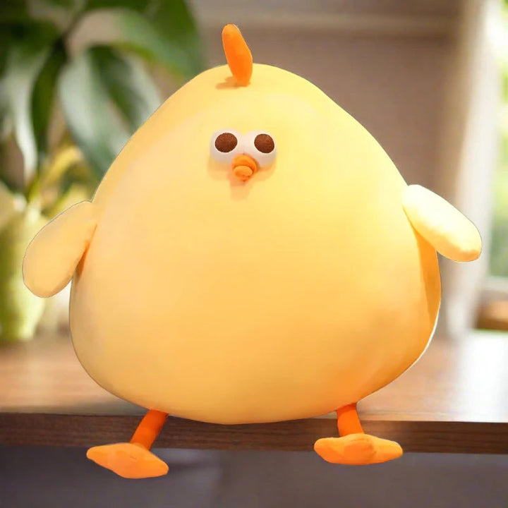 Extra großes gelbes Kuschelhuhn, ein weiches Plüschtier zum Spielen und Liebhaben für Kinder.