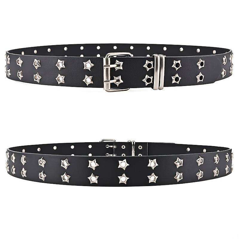 Gothic Punk Unisex Nietengürtel mit Stern & Auge. Robustes Mode-Accessoire für jeden Look.