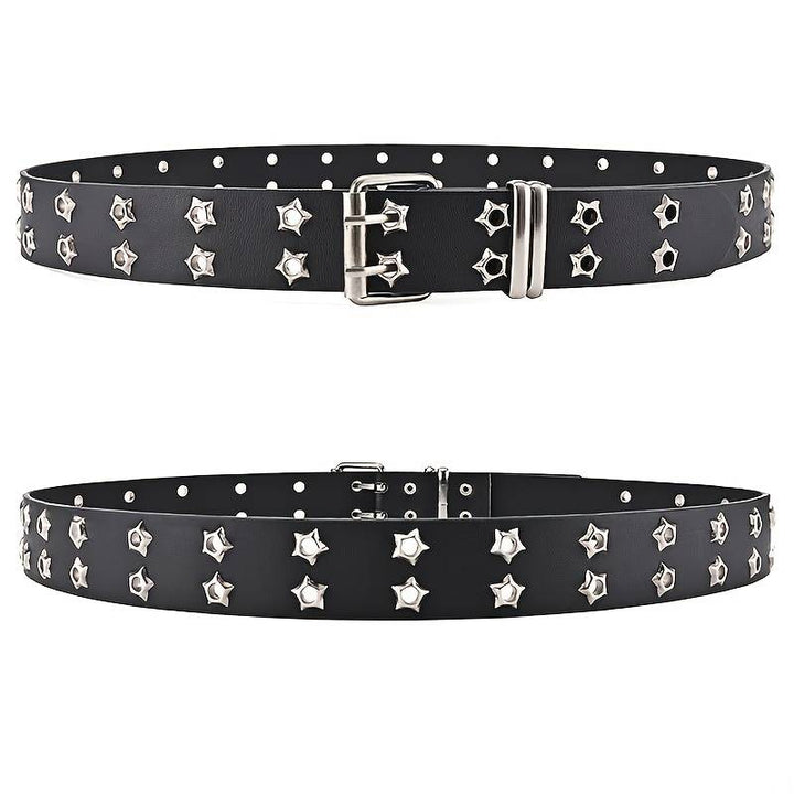 Gothic Punk Unisex Nietengürtel mit Stern & Auge. Robustes Mode-Accessoire für jeden Look.