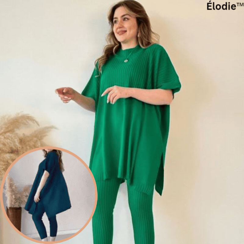 Damen Strickset zweiteilig: Bequemer Freizeit-Zweiteiler für Damen, Strickstoff, stilvoll für Frühling/Herbst.