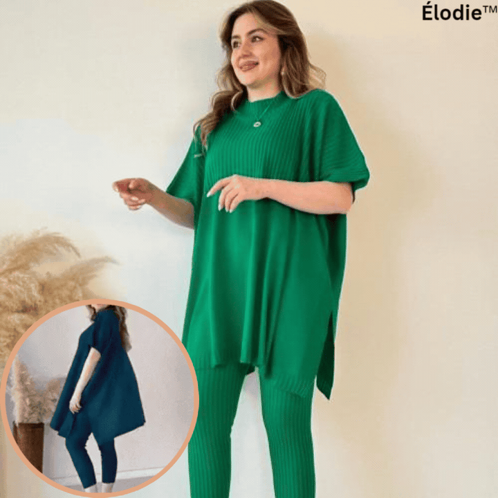 Damen Strickset zweiteilig: Bequemer Freizeit-Zweiteiler für Damen, Strickstoff, stilvoll für Frühling/Herbst.