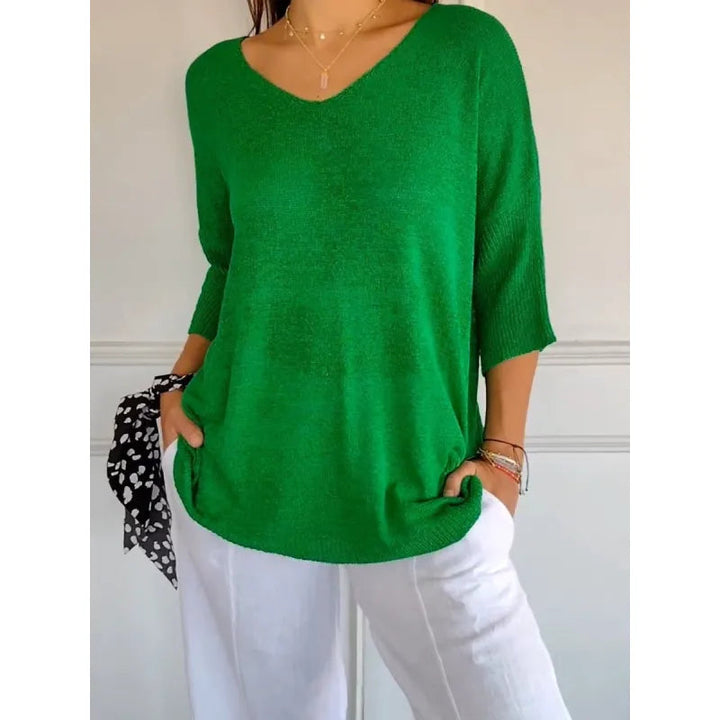 Damen Stricktop, V-Ausschnitt. Lockeres, bequemes Oberteil in elegantem Wohlfühl-Schnitt. Ideal für modische Freizeit.