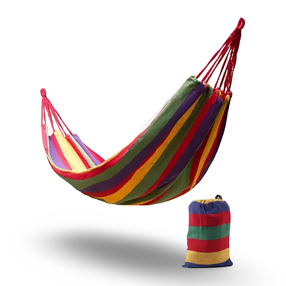 Vielseitige Baumwoll-Reisehängematte für Garten & Camping. Perfekte Gartenmöbel für 2 Personen, leicht.