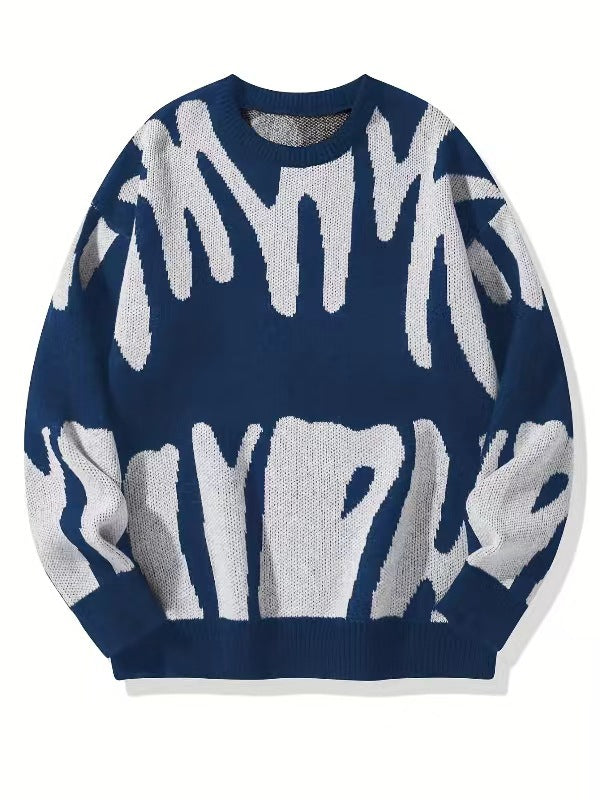 Modernes gemustertes Herren Rundhals Sweatshirt. Lässiges Winter-Oberteil für Freizeit & Herrenmode.