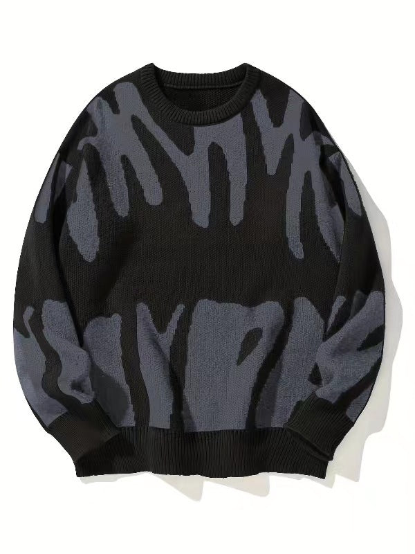 Warmes Herren Rundhals Sweatshirt, gemustert. Bequemes Langarm-Oberteil für kalte Herbst- & Wintertage.