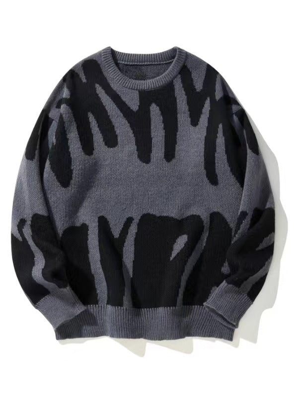 Herren Rundhals Sweatshirt, modern gemustert in Grau/Schwarz. Warm & casual für Herbst/Winter.