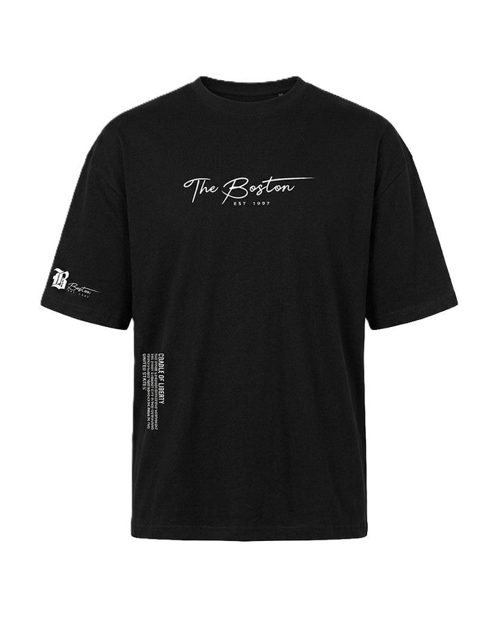 Lässiges Herren Oversized T-Shirt mit Boston Design Grafik-Print. Streetwear für Frühling & Sommer.