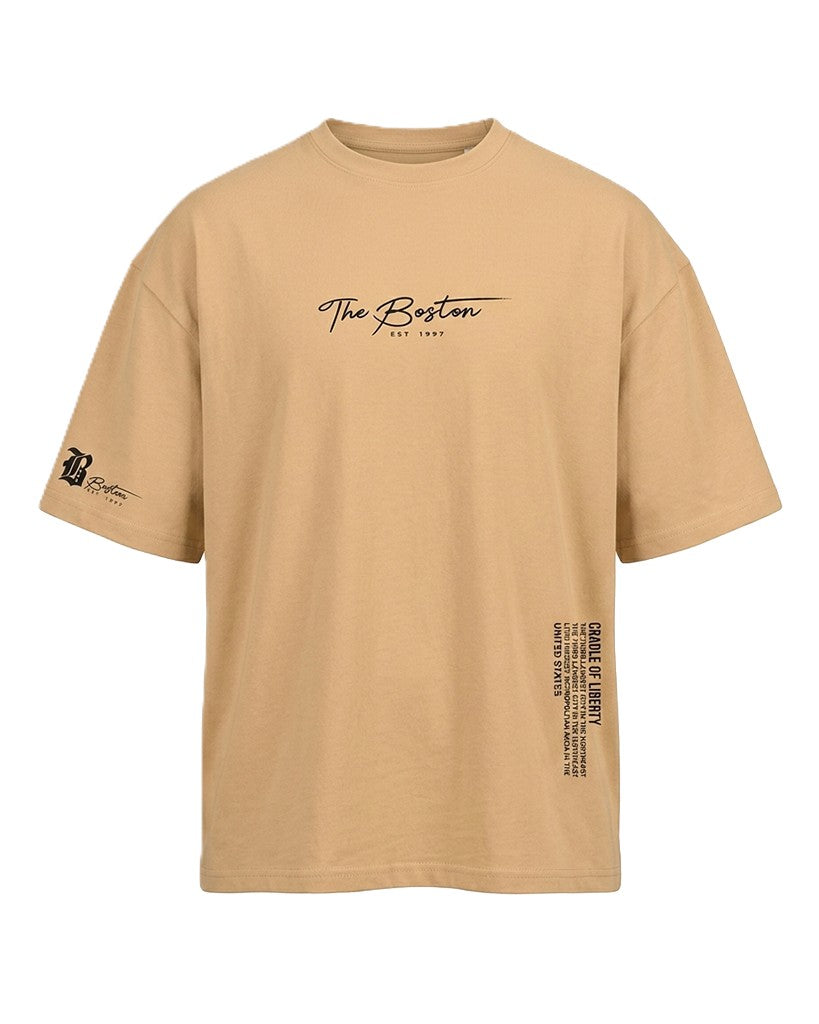 Herren Oversized Kurzarm-T-Shirt mit Print. Bequemer Rundhals, moderner Streetwear für Freizeit.