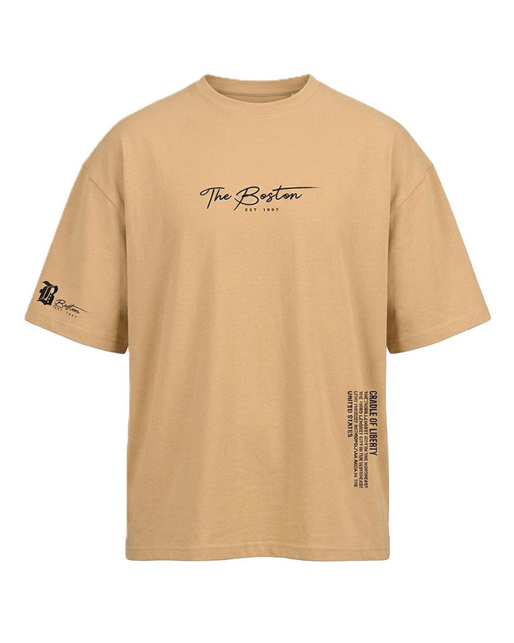 Herren Oversized Kurzarm-T-Shirt mit Print. Bequemer Rundhals, moderner Streetwear für Freizeit.