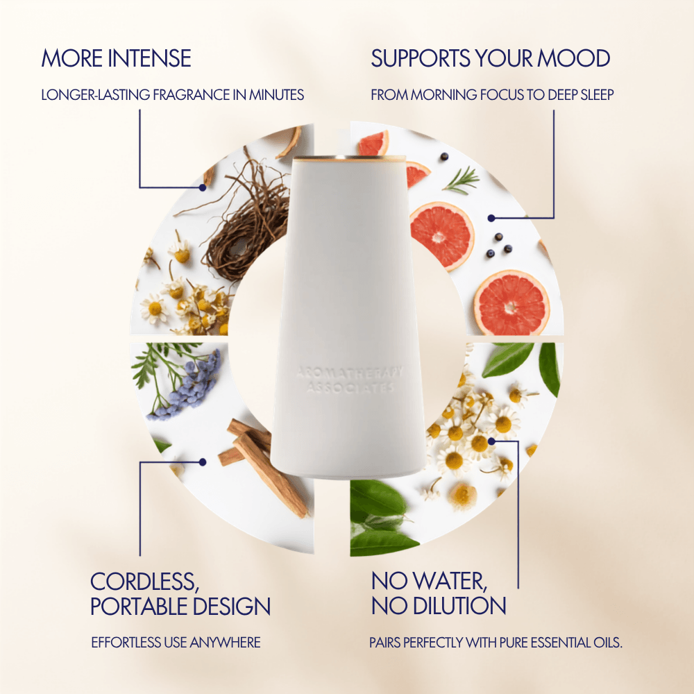 Wiederaufladbarer, wasserloser Aroma Diffusor für ätherische Öle. Perfekt für entspannenden Raumduft.