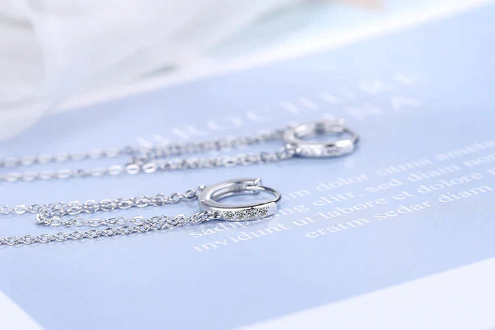 Elegante Damen Statementohrringe: Glänzende Kettenohrringe mit Zirkonia für Party & Abend.