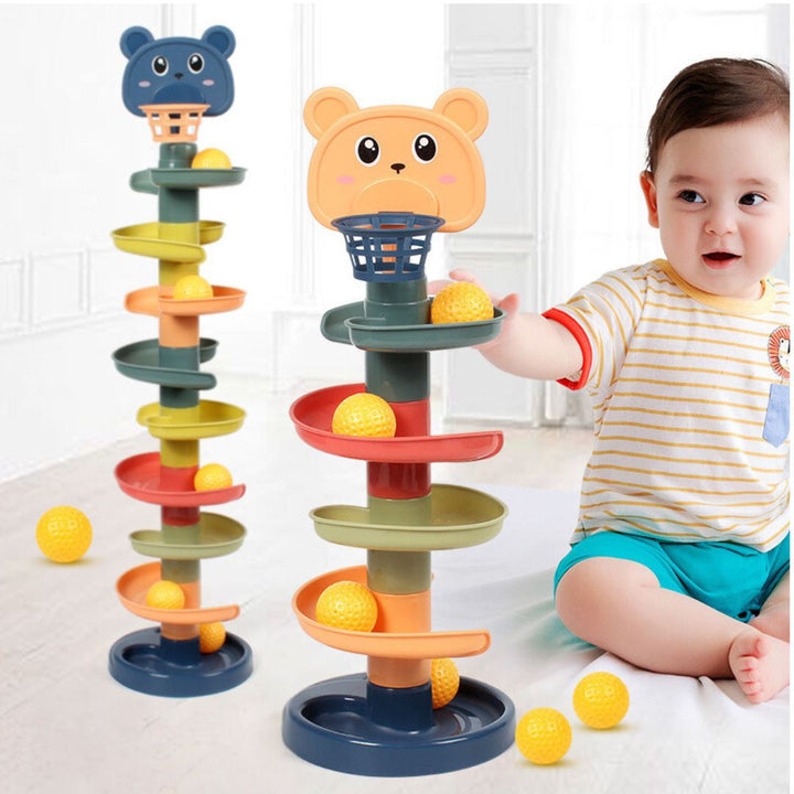 Kinder Montessori Ball Turm aus Holz für Kleinkinder, fördert Motorik und sensorische Entwicklung.