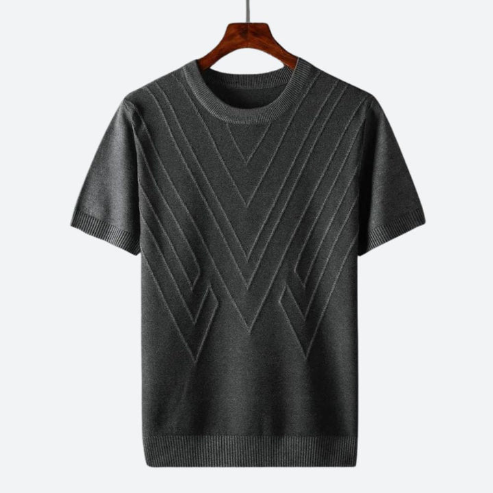 Rückansicht: Herren Texturiertes T-Shirt mit Rundhals & Kurzarm. Bequemes, atmungsaktives Basic-Shirt für den Alltag.