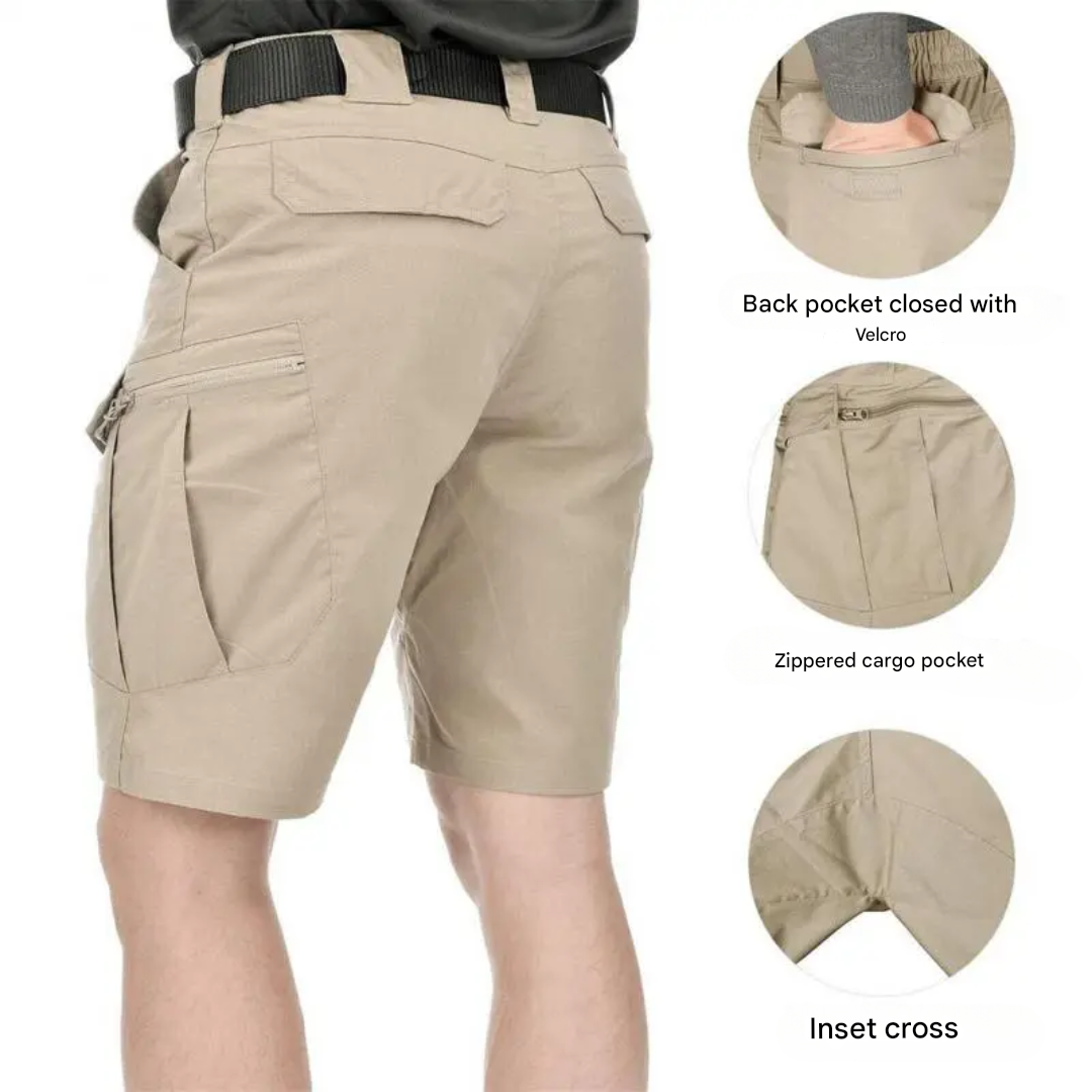 Robuste Herren Outdoor Cargo Shorts mit Zip-Taschen, perfekt für Abenteuer & Wandern.