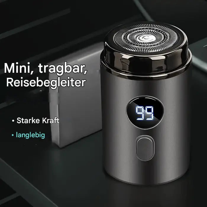 Handlicher Mini-Rasierer für schnelle, gründliche Trockenrasur. Immer glatte Haut; ideal für Herren & Damen.
