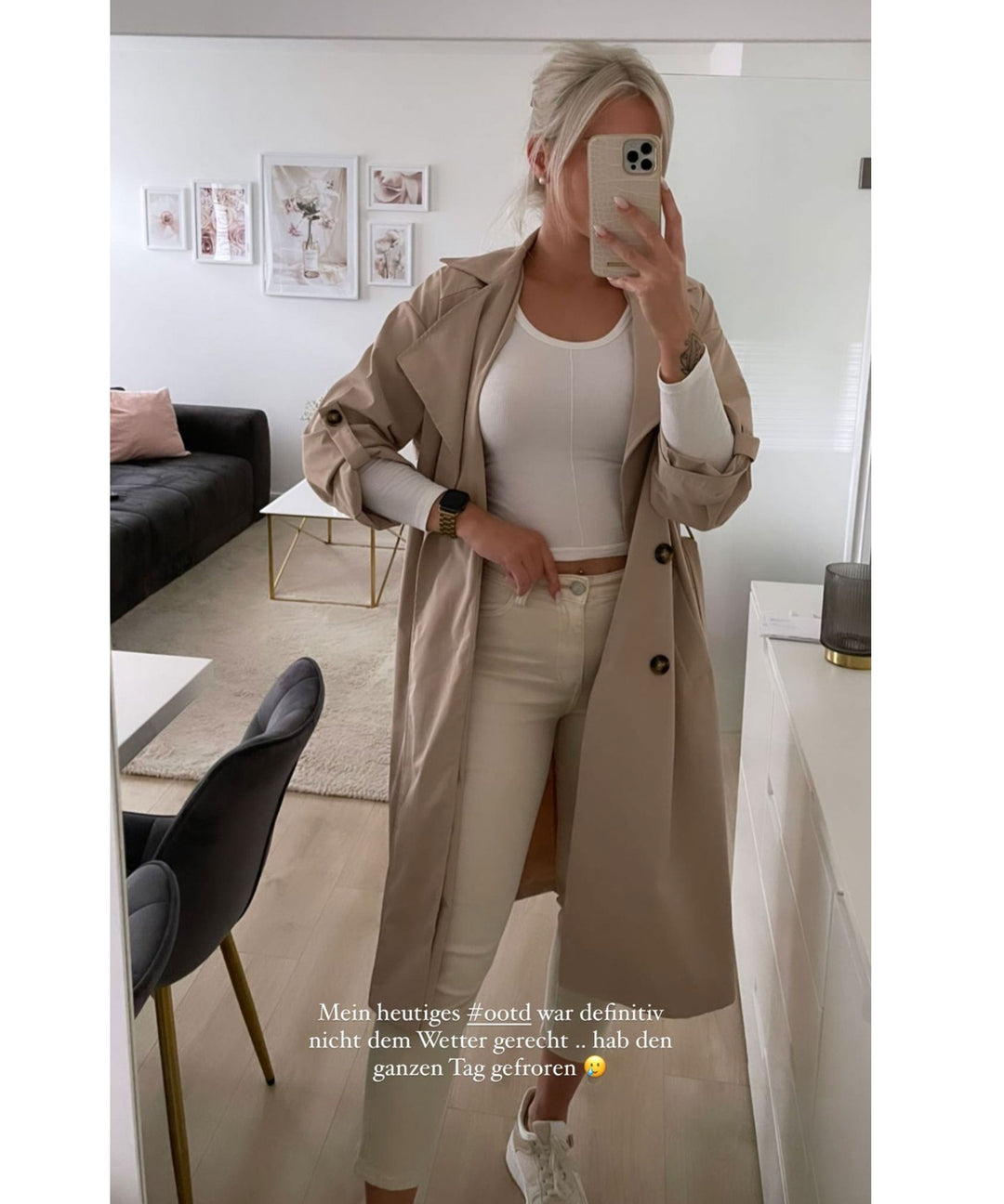 Stilvoller Damen-Übergangsmantel in Beige, perfekt für die Übergangszeit.