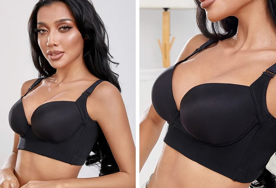 Vorderansicht: Komfortabler Damen Push-up-BH Übergröße mit floraler Spitze und starkem Lift.