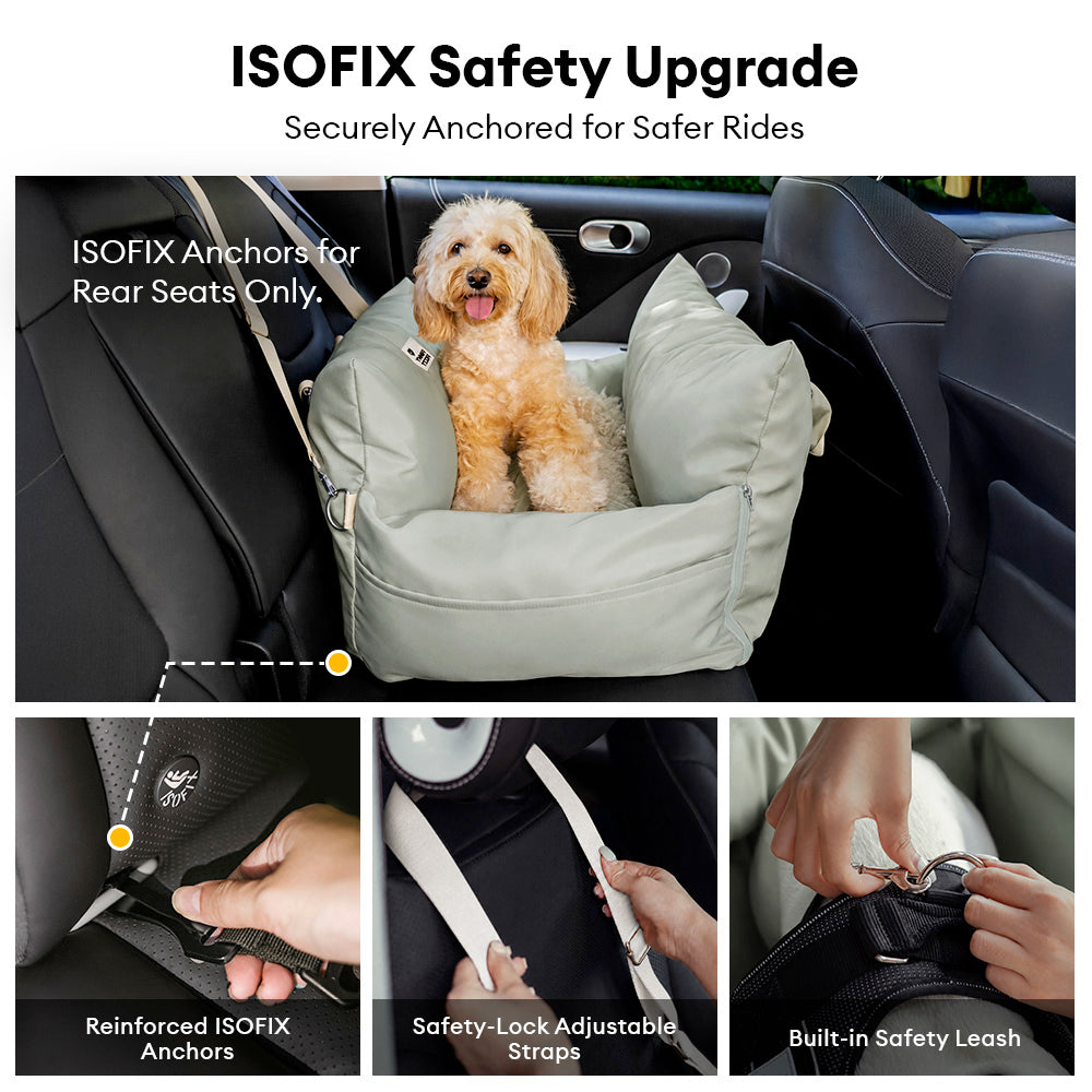 Haustier Autositz mit ISOFIX. Garantiert Stabilität & Sicherheit auf jeder Autofahrt.