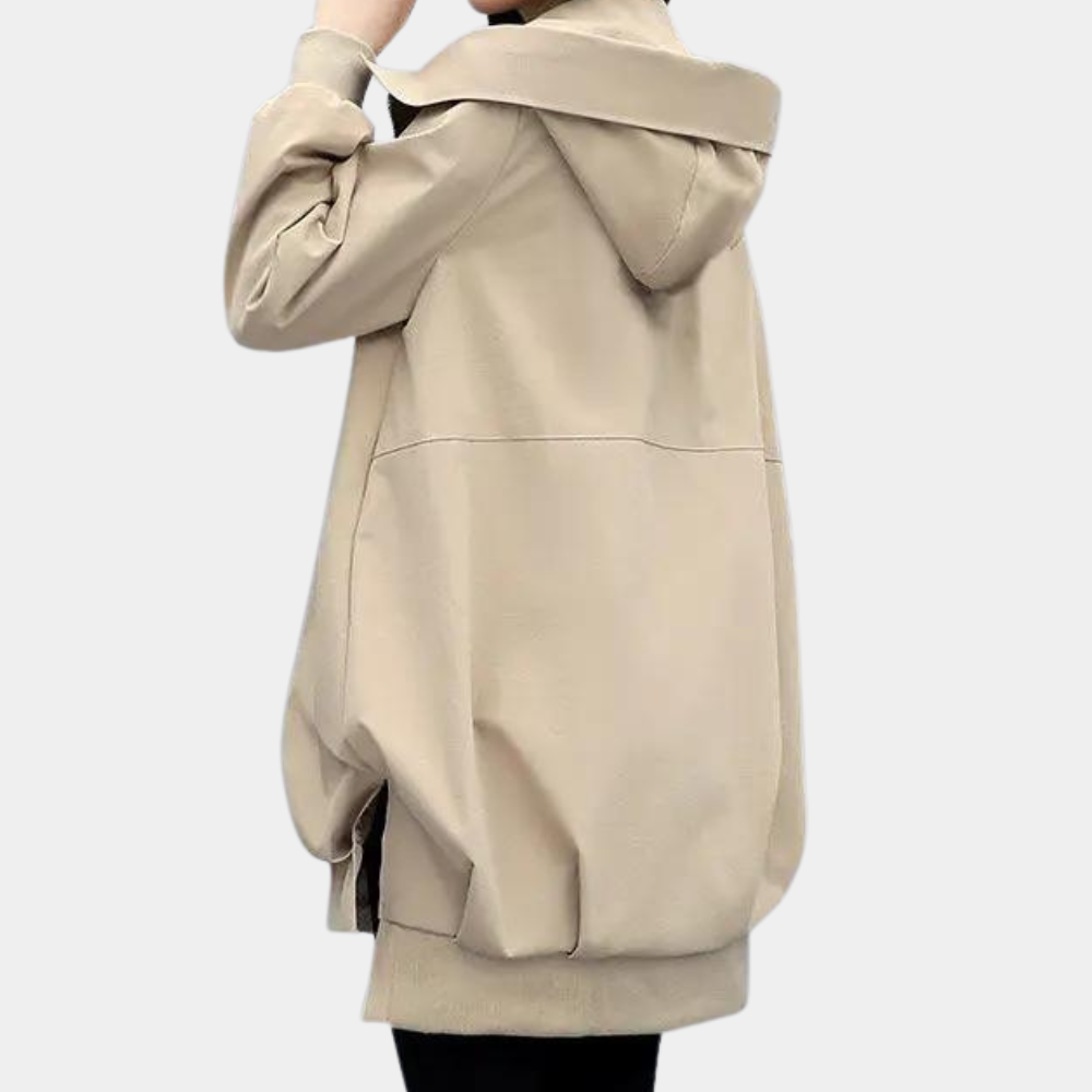 Leichte Damen Windjacke mit Kapuze und Reißverschluss für Outdoor-Aktivitäten im Frühling/Herbst.