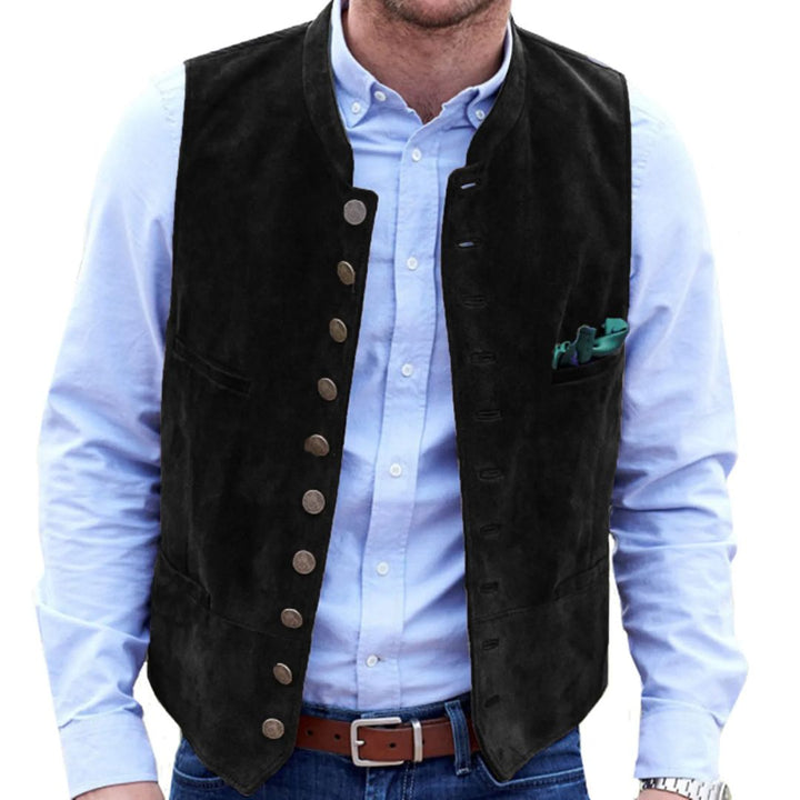 Graue Herren Trachtenweste im Steampunk-Stil. Ideal für Oktoberfest, festliche & traditionelle Anlässe.