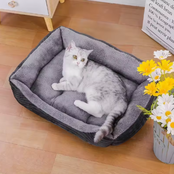 Orthopädisches Plüsch-Haustierbett für Hunde & Katzen, fördert gesunden Schlaf und Gelenkunterstützung.