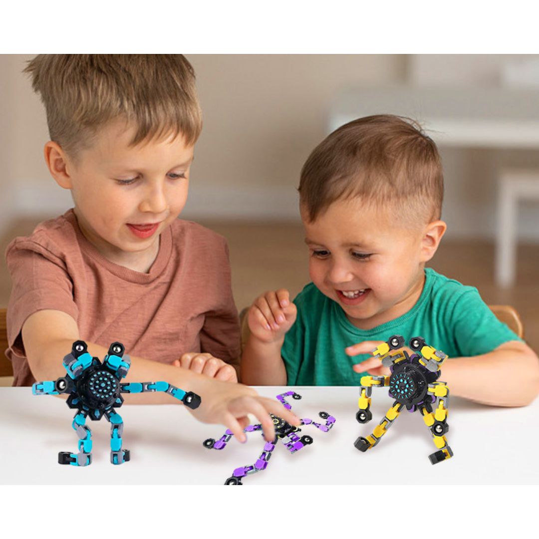 Roboter Spinner für Kinder; farbenfrohes Fidget Toy, fördert Geschicklichkeit & Anti-Stress. Lernspielzeug für Spaß.