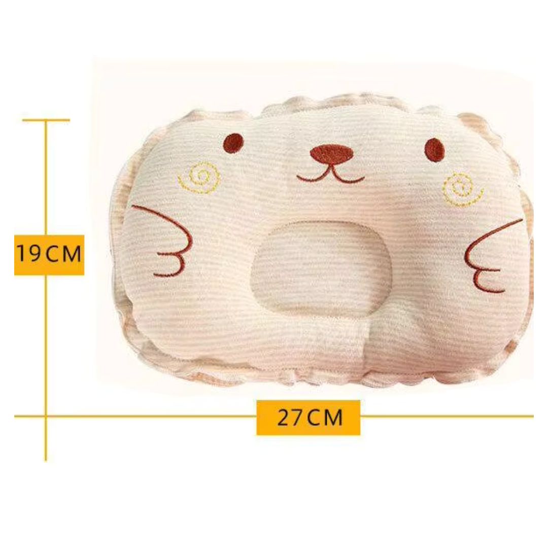 Babykopfkissen mit Mulde, orthopädisch, beige. Beugt Kopfverformung vor und ist hautfreundlich.