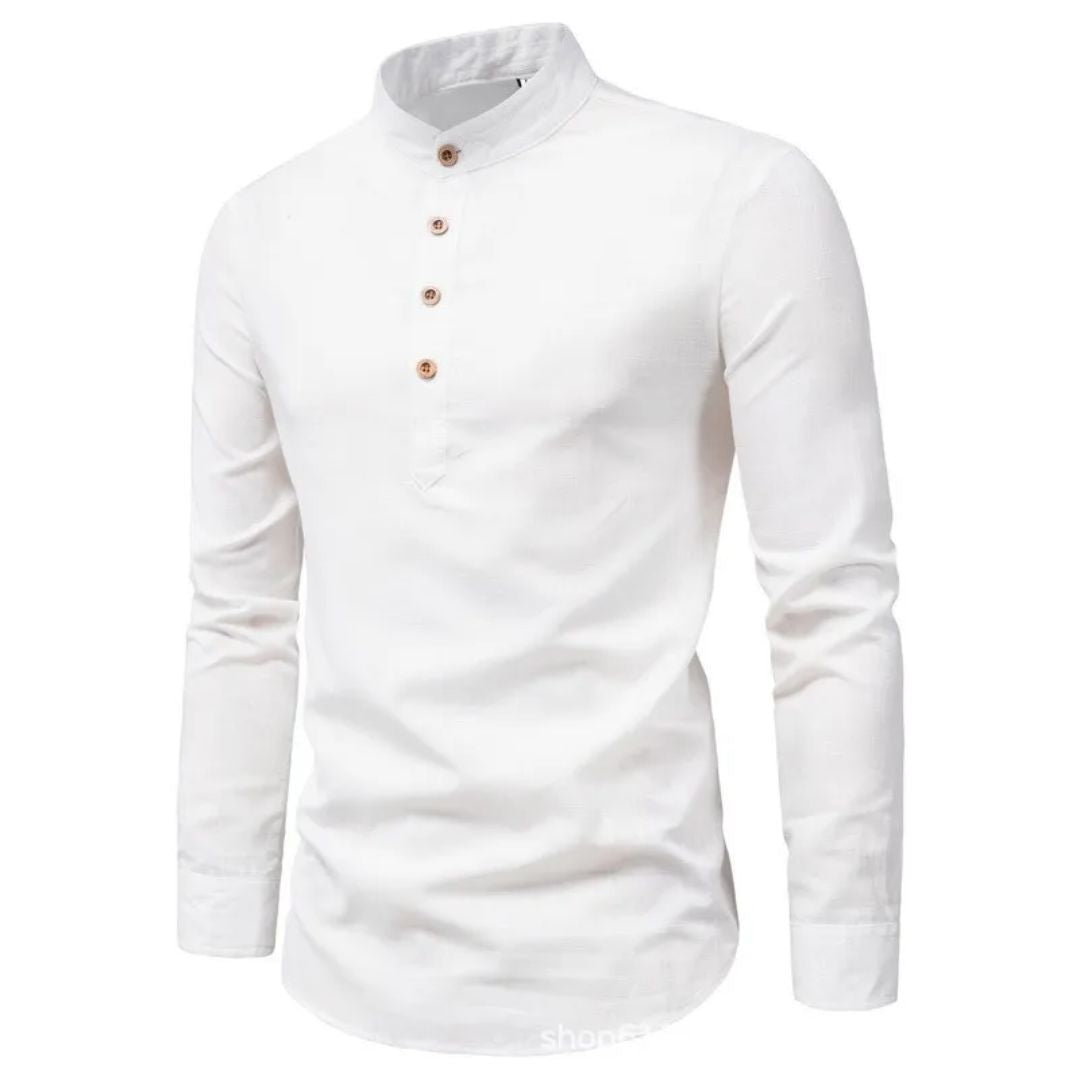 Modernes & traditionelles Herren Trachtenhemd Albert. Slim Fit Langarmhemd mit Stehkragen, ideal für festliche Mode.