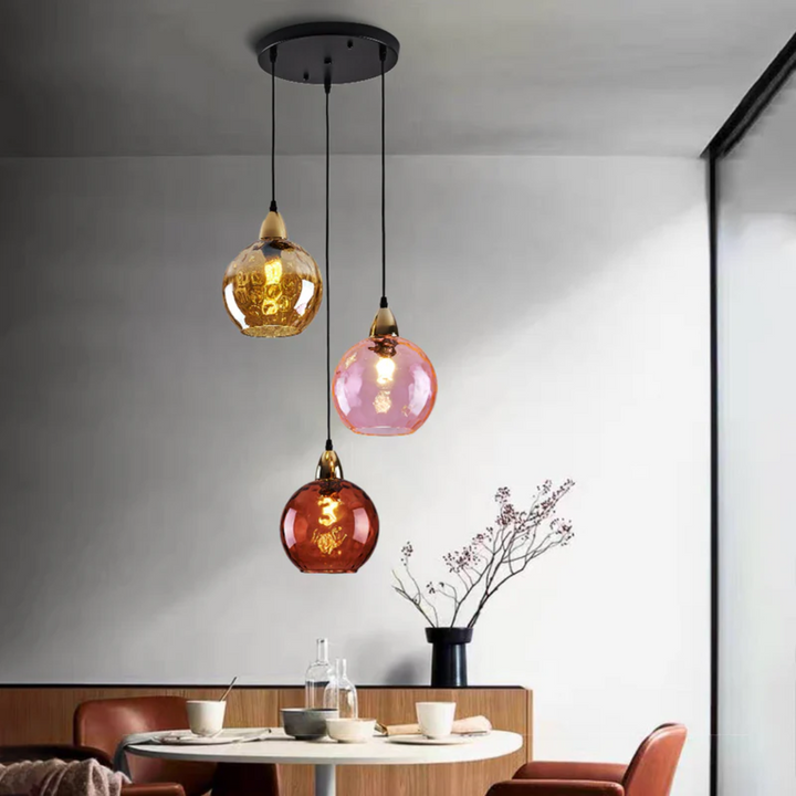 Dekorative 3-flammige LED Glaslampe. Moderne Cluster Pendelleuchte für ein schönes Ambiente.