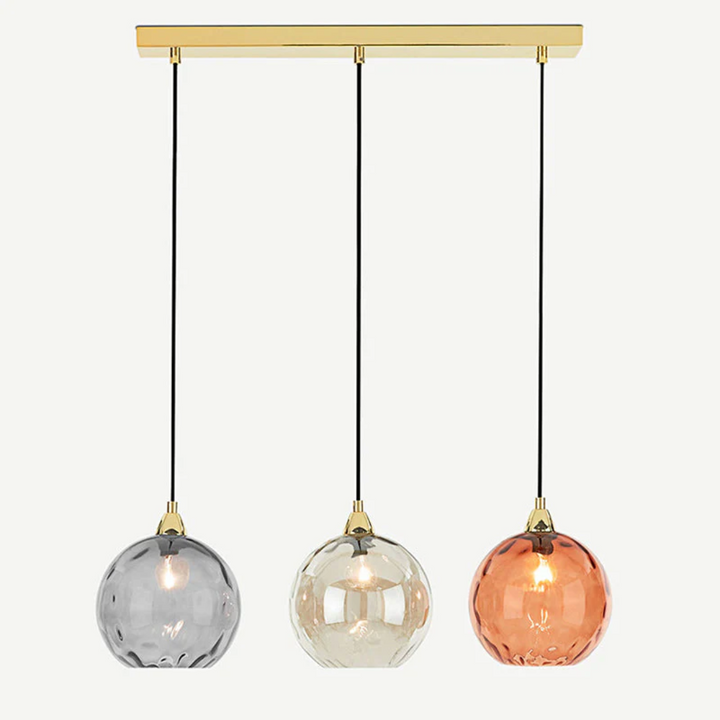 Stilvolle LED Pendelleuchte 3-flammig, höhenverstellbar. Glaslampe für Esszimmerbeleuchtung.