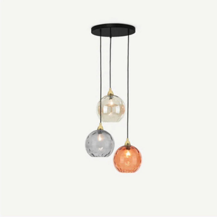 Dekorativ: Elegante 3-flammige LED Hängelampe aus Glas. Moderne Clusterlampe für Zuhause.