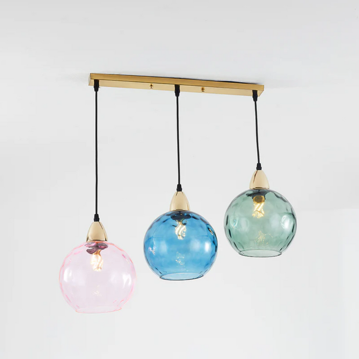 Zeitgemäße 3-Flammen Glas Hängelampe, LED. Perfekt als Wohnzimmer oder Esszimmer Beleuchtung.