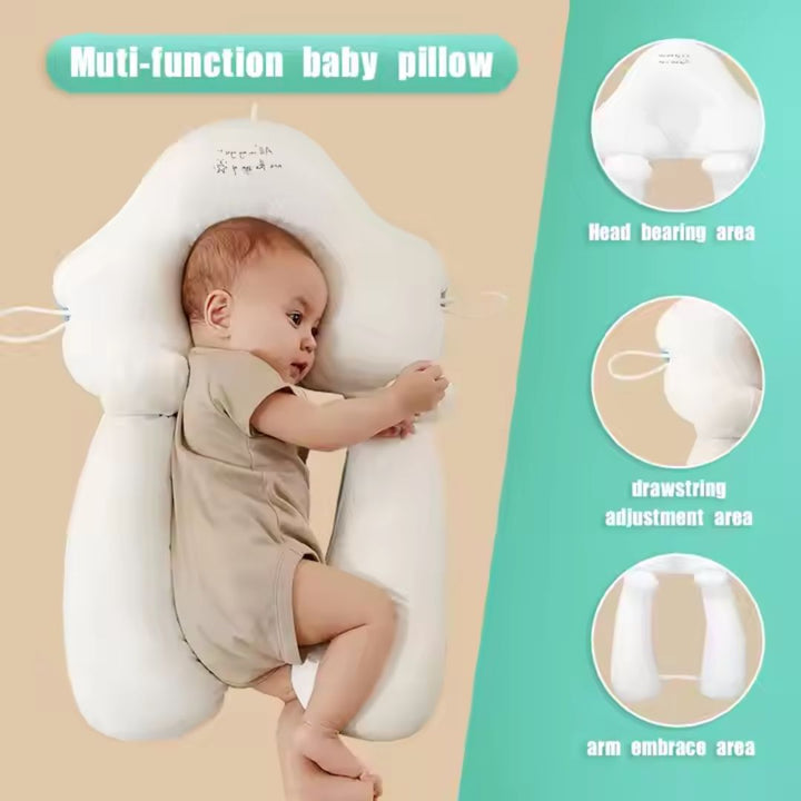 Gesundes Babyschlafkissen, ergonomisch & hautfreundlich, beugt Plattkopf vor & fördert Schlaf.