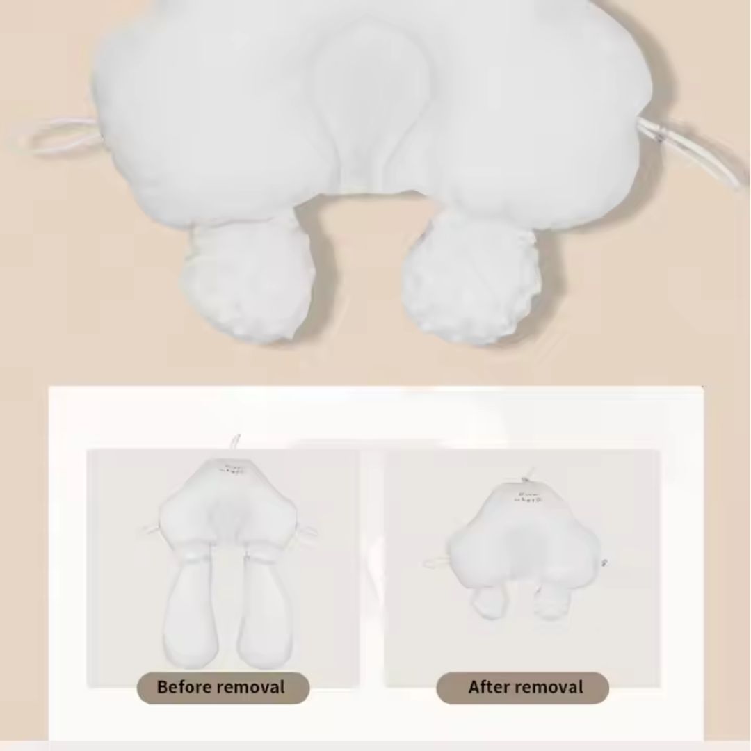 Sanftes Babyschlafkissen mit ergonomischem Kopfschutz, fördert gesunde Entwicklung & Ruhe.
