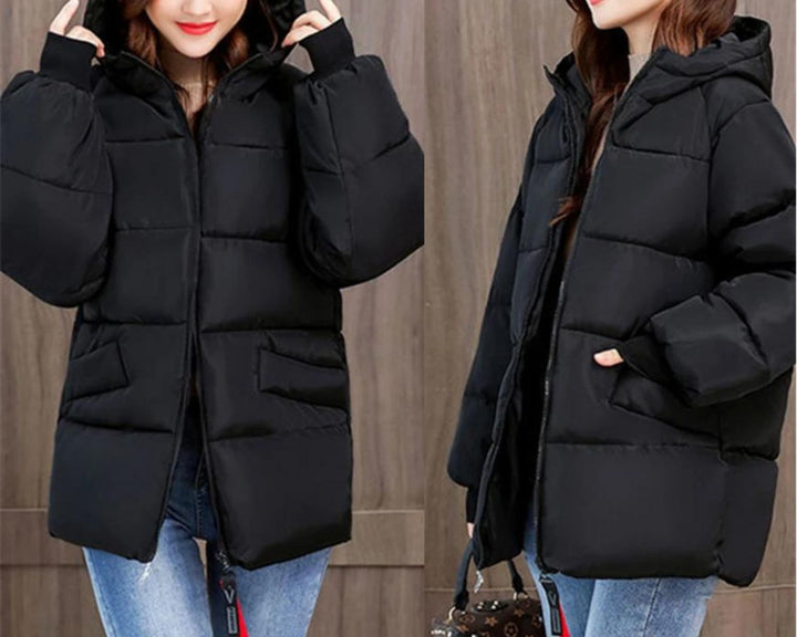 Damen Oversize Steppjacke, Winterparka mit Kapuze, für Wärme und stilvollen Look.