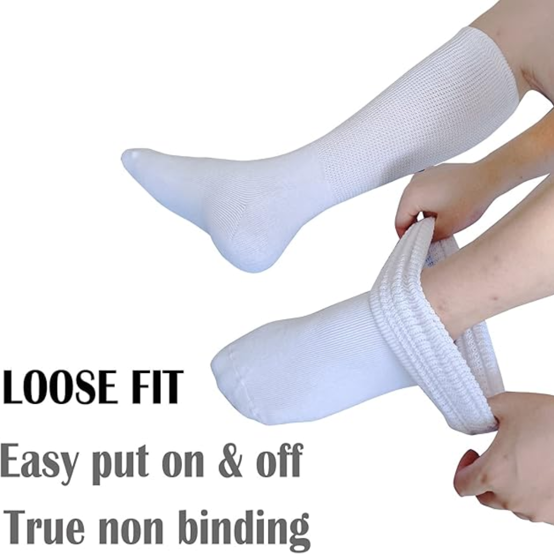 Komfortable Diabetiker- & Lymphödem-Socken, extrabreit für geschwollene Füße, Unisex-Design, 2 Paar.