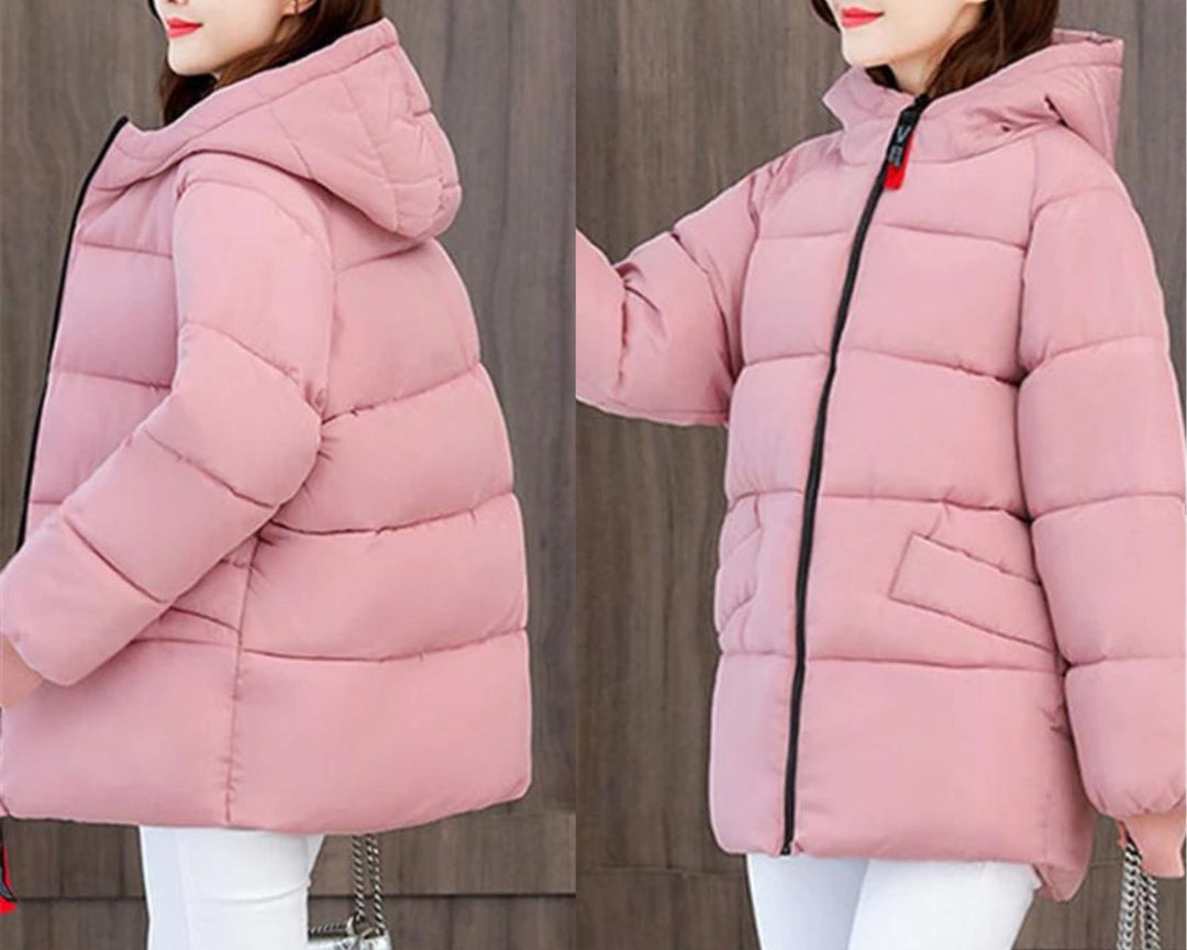 Damen Winterparka, gesteppter Oversize-Look mit warmer Kapuze, ideal für Outdoor.