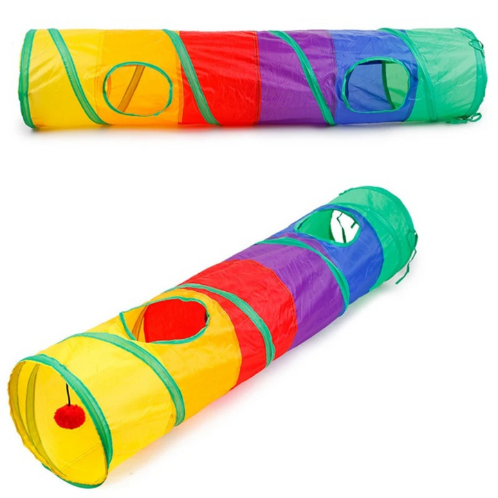 Robuster Katzen Tunnel mit Regenbogenmuster für Spiel & Bewegung. Optimales interaktives Haustier Zubehör.