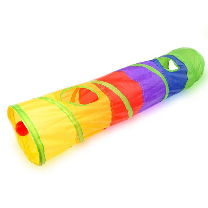 Praktischer, faltbarer Regenbogen Katzenspieltunnel. Ideal für interaktives Spiel und tägliche Aktivität.