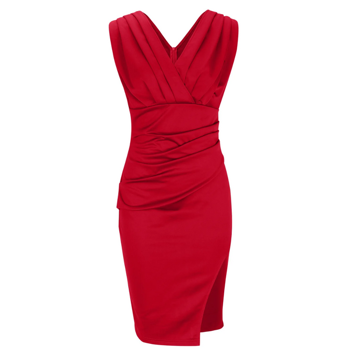 Elegantes Damen Partykleid, figurbetont geschnitten. Stilvolles Cocktailkleid für Sommerfeste.