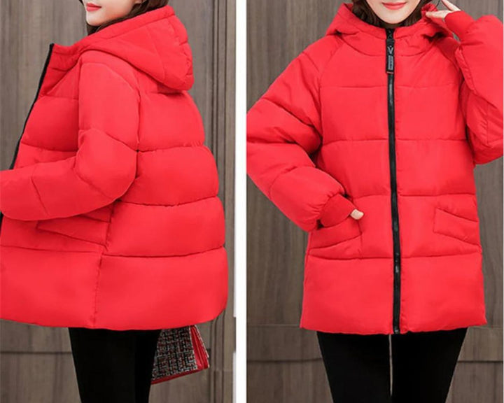 Gemütlicher Damen Winterparka, mit warmer Kapuze, Übergroß und modisch.