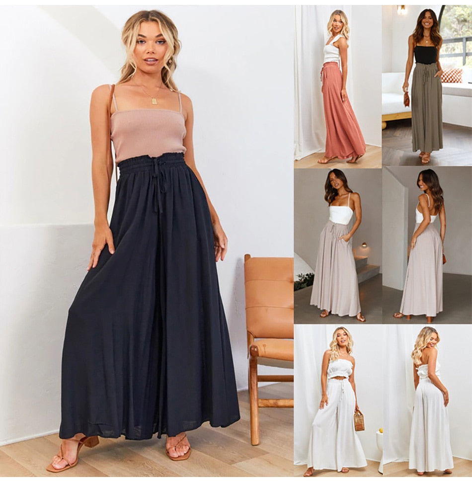 Trendige High-Waist Damenhose mit weitem Bein, modernem Schnitt & hohem Tragekomfort. Stylisch & vielseitig.