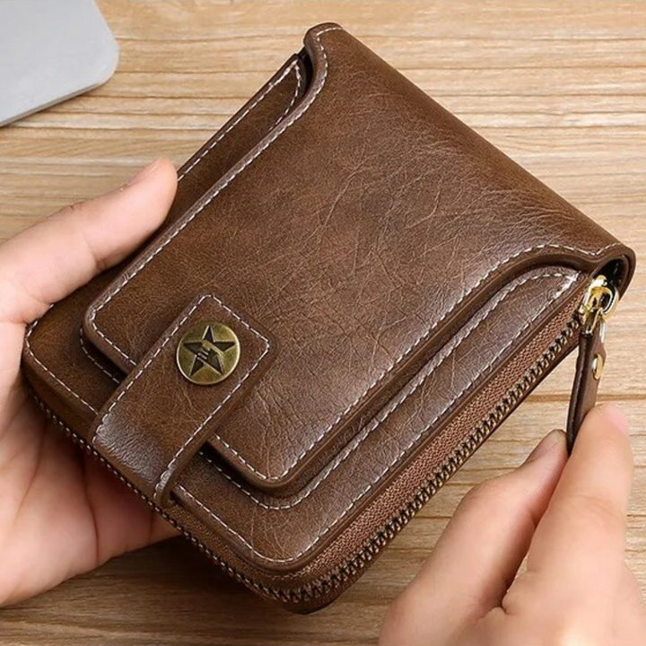 Hochwertiges Vintage Unisex Portemonnaie, langlebiges Leder, sicherer Schutz für Geld & Karten.