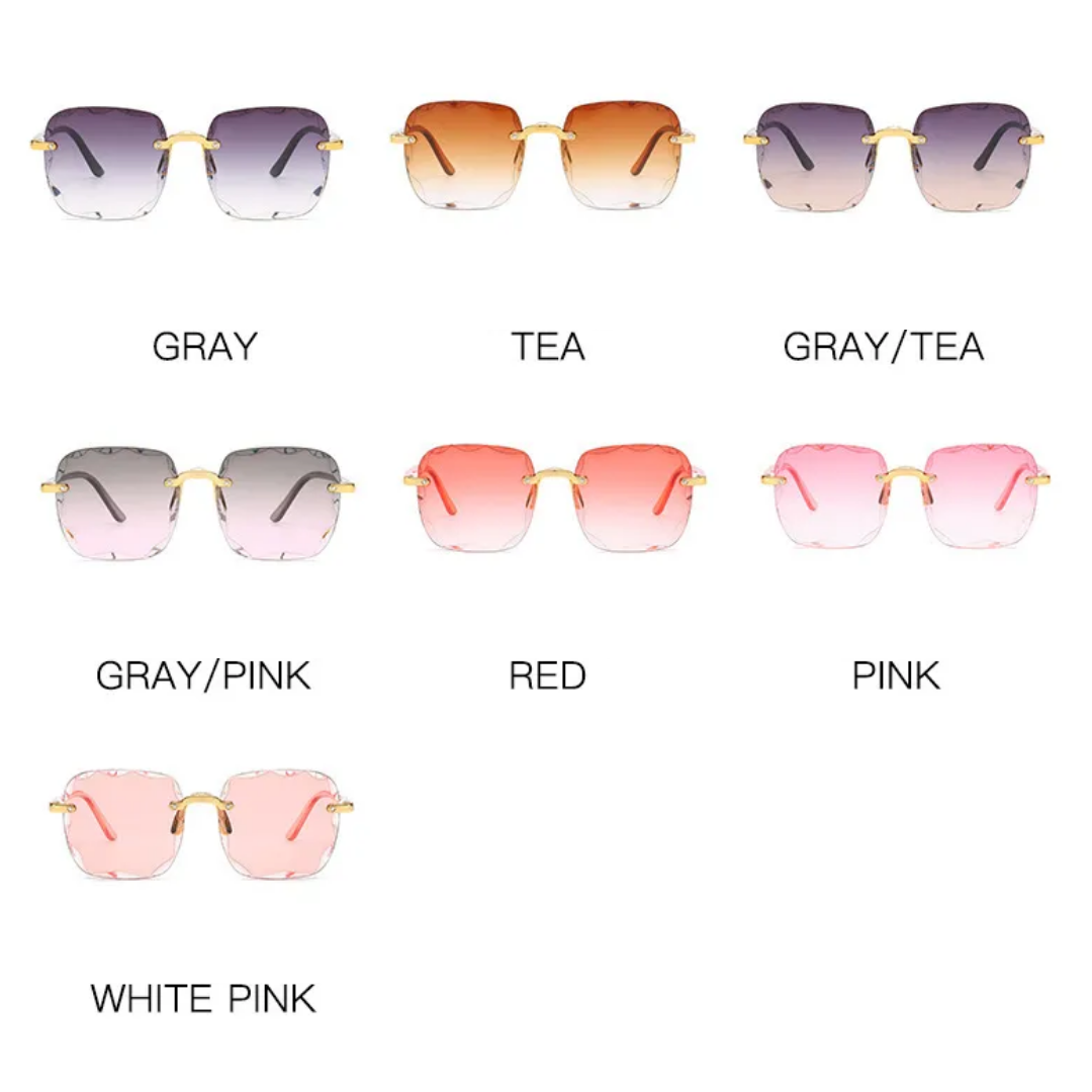 Sommerliche Unisex Vintage Sonnenbrille randlos. UV400 Schutz & modische Verlaufsgläser.