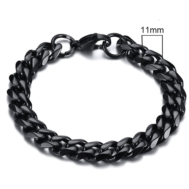 Unisex-Armband, Panzerkette, Edelstahl, mit stabilem Karabinerverschluss, silber.