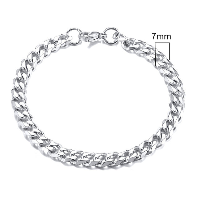Modernes Unisex-Armband, Edelstahl-Panzerkette, silber, stilvolles Accessoire für jeden Tag.