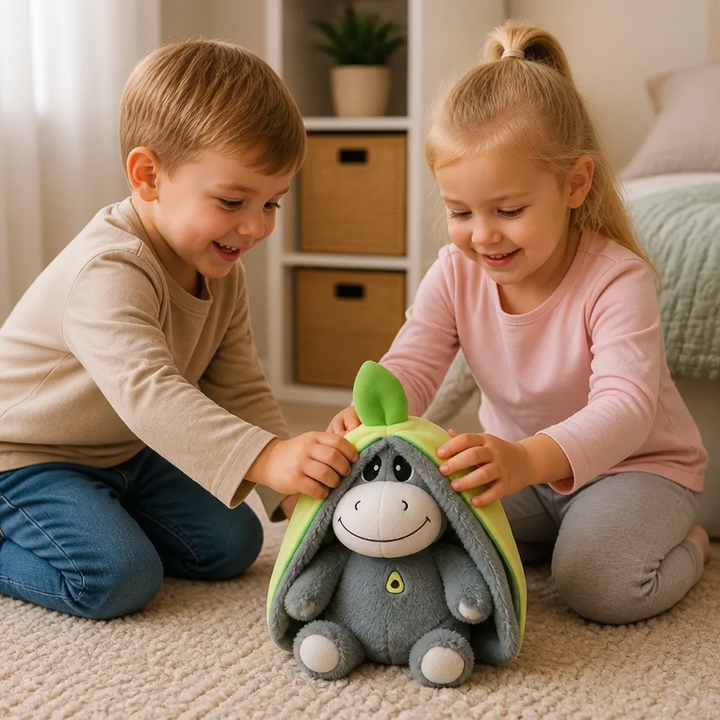 Beruhigendes atmendes Esel Plüschtier für Kinder & Erwachsene, ideal zur Entspannung & als Einschlafhilfe.