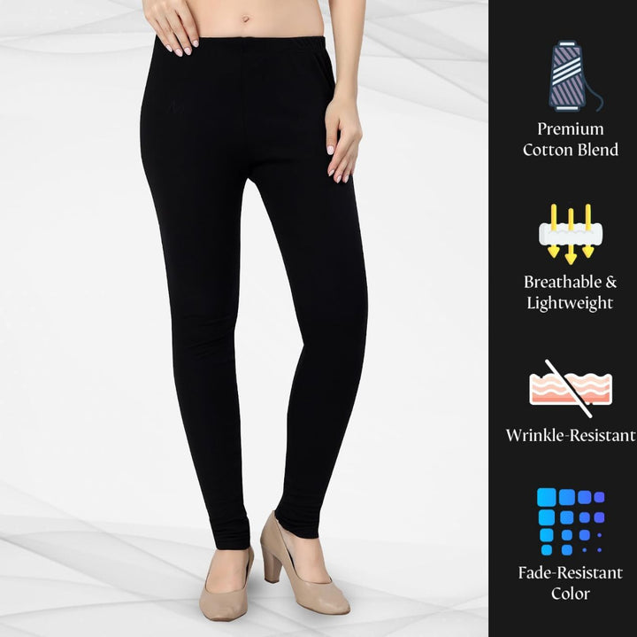 Traditionelle schwarze Churidar Leggings für Damen, weich & bequem für den Alltag.