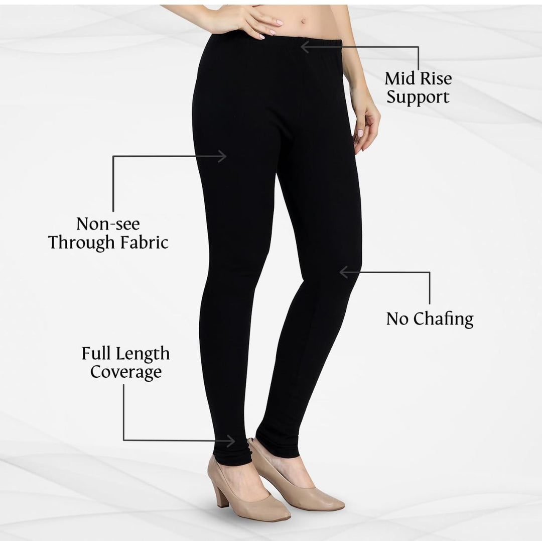 Klassische schwarze Damen Leggings, vielseitig kombinierbar für moderne & bequeme Damenmode.